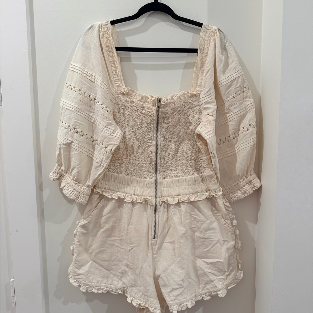 Sea Puff Sleeve Smocked Romper